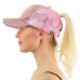 Fashion Pony Cap Messy High Bun Ponytail Adjustable Glitter Mesh Baseball Hat  eb-84960586